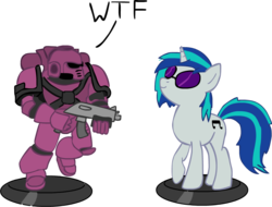 Size: 874x663 | Tagged: safe, artist:mellowbloom, dj pon-3, vinyl scratch, g4, bolter, figurine, gaming miniature, miniature, space marine, warhammer (game), warhammer 40k