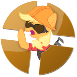 Size: 1024x1024 | Tagged: safe, artist:haloprime, applejack, earth pony, pony, g4, engiejack, engineer, engineer (tf2), female, icon, solo, team fortress 2