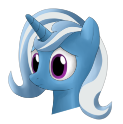 Size: 1000x1011 | Tagged: safe, artist:illusiveelusive, trixie, pony, unicorn, g4, alternate hairstyle, bust, female, mare, sad, simple background, solo, transparent background