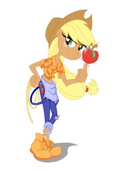 Size: 2400x3540 | Tagged: safe, artist:rockingquix, applejack, human, g4, female, humanized, skinny, solo, thin