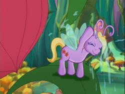 Size: 640x480 | Tagged: safe, screencap, breezie, g3, the princess promenade, background pony, cute, flower, shower, unnamed breezie, unnamed character, water, wet, wet mane