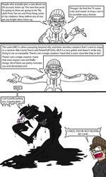 Size: 600x1000 | Tagged: safe, artist:dordtchild, sweetie belle, oc, oc:chaos heart, human, g4, comic, crossover, non-mlp oc, persona, ponified, rant