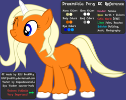 Size: 2071x1653 | Tagged: safe, artist:cupcakescankill, artist:kiki-foxkitty, oc, oc only, oc:dreamsicle, pony, unicorn, reference sheet, unshorn fetlocks