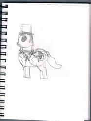 Size: 1330x1781 | Tagged: safe, artist:aharon l'anglais, doctor dolittle, hat, ponified, sketch, top hat, traditional art