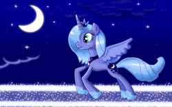 Size: 1440x900 | Tagged: safe, artist:shadowhuntercis, princess luna, pony, g4, female, moon, night, s1 luna, solo