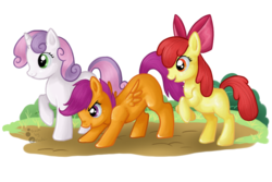 Size: 900x600 | Tagged: safe, artist:trunksi, apple bloom, scootaloo, sweetie belle, g4, cutie mark crusaders