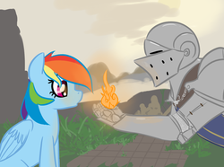 Size: 1580x1177 | Tagged: safe, artist:fribox, rainbow dash, human, g4, crossover, dark souls, the chosen undead