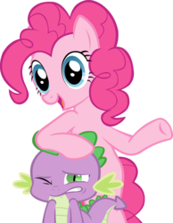 Size: 3000x3873 | Tagged: safe, artist:trotpilgrim, pinkie pie, spike, dragon, earth pony, pony, g4, may the best pet win, female, male, mare, simple background, spikeabuse, transparent background, vector