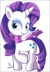 Size: 622x900 | Tagged: safe, artist:powerofpassion, rarity, pony, unicorn, g4, clothes, female, mare, scarf, simple background, solo, transparent background