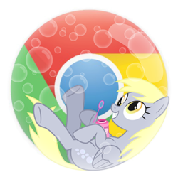 Size: 385x384 | Tagged: source needed, safe, derpy hooves, pegasus, pony, g4, bubble, female, google chrome, icon, mare, solo