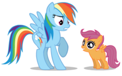 Size: 316x197 | Tagged: safe, artist:mixermike622, rainbow dash, scootaloo, g4, simple background, transparent background, vector