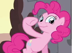 Size: 492x366 | Tagged: safe, screencap, pinkie pie, earth pony, pony, a friend in deed, g4, season 2, animated, cropped, cuckoo, female, gif, loop, mare, reaction image, solo