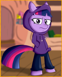 Size: 1900x2334 | Tagged: safe, artist:lazyradly, twilight sparkle, anthro, g4, clothes, hoodie