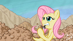 Size: 1920x1080 | Tagged: safe, artist:flavinbagel, fluttershy, g4, food, pile, potato, wallpaper