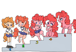 Size: 707x486 | Tagged: safe, artist:bi-nyo, edit, pinkie pie, earth pony, anthro, g4, anthro chart, humanized, natural hair color, scale, tailed humanization