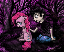 Size: 700x573 | Tagged: safe, artist:ladydekaro, pinkie pie, g4, crossover, dan, dan vs, sad