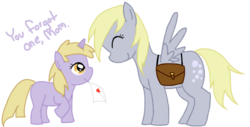 Size: 854x434 | Tagged: safe, artist:dcsheep, derpy hooves, dinky hooves, pegasus, pony, g4, cute, dinkabetes, equestria's best daughter, equestria's best mother, female, letter, mail, mailpony, mare