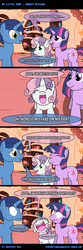 Size: 700x2104 | Tagged: safe, artist:ladyanidraws, night light, sweetie belle, twilight sparkle, pony, unicorn, g4, ..., comic, dark comedy, eyes closed, female, filly, floppy ears, foal, frown, golden oaks library, honest mistake, illegitimate, implied hondo flanks, implied infidelity, nose in the air, open mouth, pov, smiling, sweatdrop, wide eyes, yelling