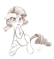 Size: 991x1074 | Tagged: safe, artist:zestyoranges, rarity, pony, g4, alternate hairstyle, female, monochrome, sketch, solo