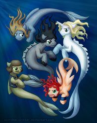 Size: 700x891 | Tagged: safe, artist:scorchie-critter, merpony, angry, dethklok, dethklop, dorsal fin, fish tail, flowing mane, horn, male, metalocalypse, ocean, ponified, seaponified, species swap, stallion, tail, underwater, water