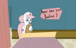 Size: 1280x804 | Tagged: safe, artist:fiddlearts, nurse redheart, g4, fiddlesticks-answers, hospital, pov