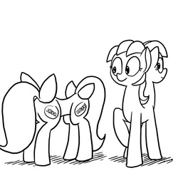 Size: 800x800 | Tagged: safe, artist:docwario, oc, oc only, oc:pia ikea, buttpony, earth pony, pony, ask pia ikea, ask, butt, conjoined, fusion, monochrome, multiple heads, plot, pushmi-pullyu, reverse pushmi-pullyu, solo, tumblr, two heads, wat