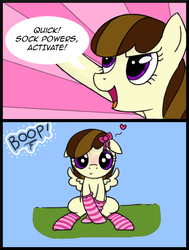 Size: 792x1048 | Tagged: safe, artist:vampteen83, oc, oc only, oc:daydream, pegasus, pony, bow, clothes, socks, solo, striped socks