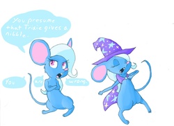 Size: 877x638 | Tagged: safe, artist:jazzteeth, trixie, mouse, g4, dialogue, female, mousified, solo, species swap