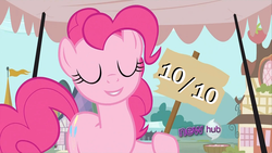 Size: 960x540 | Tagged: safe, edit, edited screencap, screencap, pinkie pie, g4, putting your hoof down, 10/10, inverted mouth, reaction image