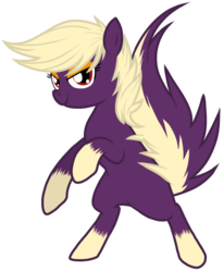 Size: 557x676 | Tagged: safe, artist:nukeleer, skunk, skunk pony, skuntank, bipedal, crossover, looking at you, pokémon, ponified, skunkpony, solo