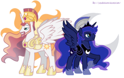 Size: 3292x2092 | Tagged: dead source, safe, artist:jaquelindreamz, princess celestia, princess luna, alicorn, pony, g4, armor, duo, duo male, facial hair, male, moustache, neckbeard, prince artemis, prince solaris, royal brothers, rule 63, sideburns, simple background, spread wings, stallion, transparent background, wings