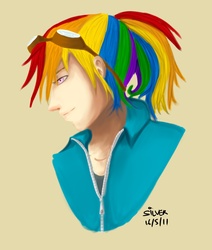 Size: 1104x1303 | Tagged: safe, artist:silverspiralfox, rainbow dash, human, g4, female, goggles, humanized, solo