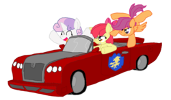 Size: 900x525 | Tagged: safe, artist:hyperwave9000, apple bloom, scootaloo, sweetie belle, earth pony, pegasus, pony, unicorn, g4, car, cutie mark crusaders, driving, female, filly, foal, need for speed, simple background, transparent background, vehicle