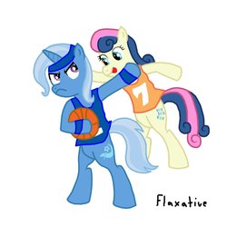 Size: 894x894 | Tagged: safe, artist:flaxative, bon bon, sweetie drops, trixie, g4, basketball