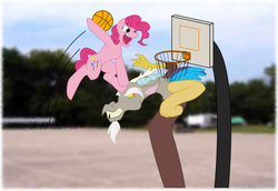 Size: 900x619 | Tagged: safe, artist:jaxstern256, discord, pinkie pie, g4, basketball