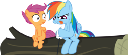 Size: 6827x2987 | Tagged: safe, artist:zeegaas, rainbow dash, scootaloo, g4, marshmallow, simple background, transparent background, vector