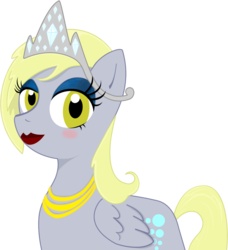 Size: 1096x1200 | Tagged: safe, artist:chrisboe4ever, derpy hooves, pegasus, pony, g4, female, makeup, mare, simple background, solo, tiara, transparent background, underp, vector