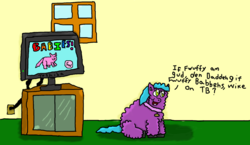 Size: 1389x808 | Tagged: safe, artist:fortune, fluffy pony, flufftv, fluffy pony original art, television