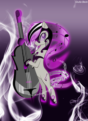 Size: 1414x1958 | Tagged: safe, artist:giuliabeck, octavia melody, earth pony, pony, g4, bipedal, cello, corrupted, female, musical instrument, nightmare octavia, nightmarified, solo