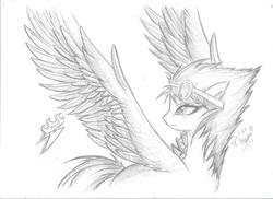 Size: 2338x1700 | Tagged: safe, artist:cleostudios, spitfire, pony, g4, female, sketch, solo