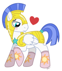 Size: 865x981 | Tagged: safe, artist:pterosaurpony, g4, blushing, clothes, cutie mark, heart, royal guard, simple background, socks, transparent background