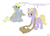 Size: 1050x766 | Tagged: safe, artist:pterosaurpony, derpy hooves, dinky hooves, pegasus, pony, unicorn, g4, bandage, cutie mark, dialogue, equestria's best daughter, equestria's best mother, female, mailbag, mailmare, mare, signature, simple background, white background