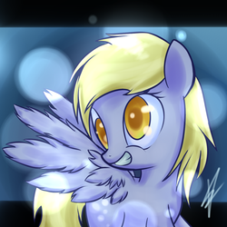 Size: 1050x1050 | Tagged: safe, artist:mister-markers, derpy hooves, pegasus, pony, g4, bubble, female, mare, solo
