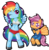 Size: 2306x2367 | Tagged: safe, artist:allymoodyneko, artist:wraithx79, rainbow dash, scootaloo, anthro, unguligrade anthro, g4, ambiguous facial structure, belly button, clothes, midriff, overalls, shorts, simple background, sports bra, transparent background, vector