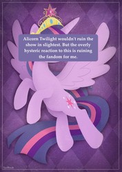 Size: 496x701 | Tagged: safe, twilight sparkle, alicorn, pony, g4, alicorn drama, drama, fandom, female, mare, pony confession, twilight sparkle (alicorn)