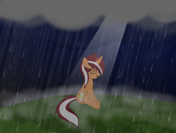 Size: 5120x3840 | Tagged: safe, artist:willowtails, oc, oc only, oc:orange cane, pony, crying, rain, sad, solo