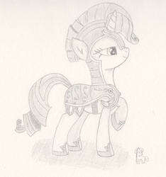 Size: 1320x1410 | Tagged: safe, artist:ramott, rarity, pony, unicorn, g4, female, mare, monochrome, solo