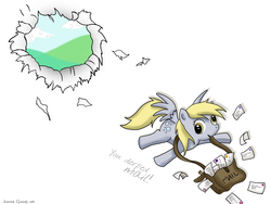 Size: 2560x1920 | Tagged: safe, artist:scarabdynasty1, derpy hooves, pegasus, pony, g4, female, fourth wall, mail, mare, wallpaper