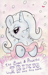 Size: 738x1155 | Tagged: safe, artist:slightlyshade, trixie, pony, unicorn, g4, chest fluff, clothes, female, mare, scarf, solo, traditional art