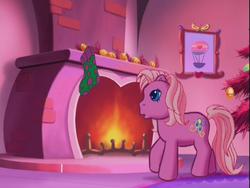 Size: 640x480 | Tagged: safe, screencap, pinkie pie (g3), g3, my little pony: a very minty christmas, fireplace, house, interior, pink